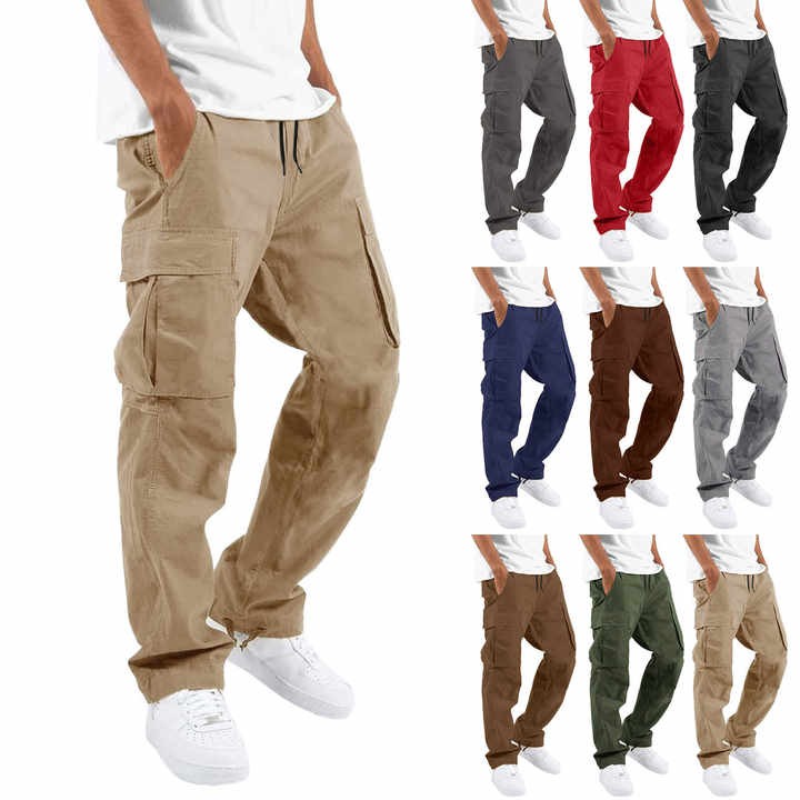 Fashion Drawstring Men Multi Pocket Cargo Pants Spring and Autumn New Men's Overalls Cargo Pant European and American