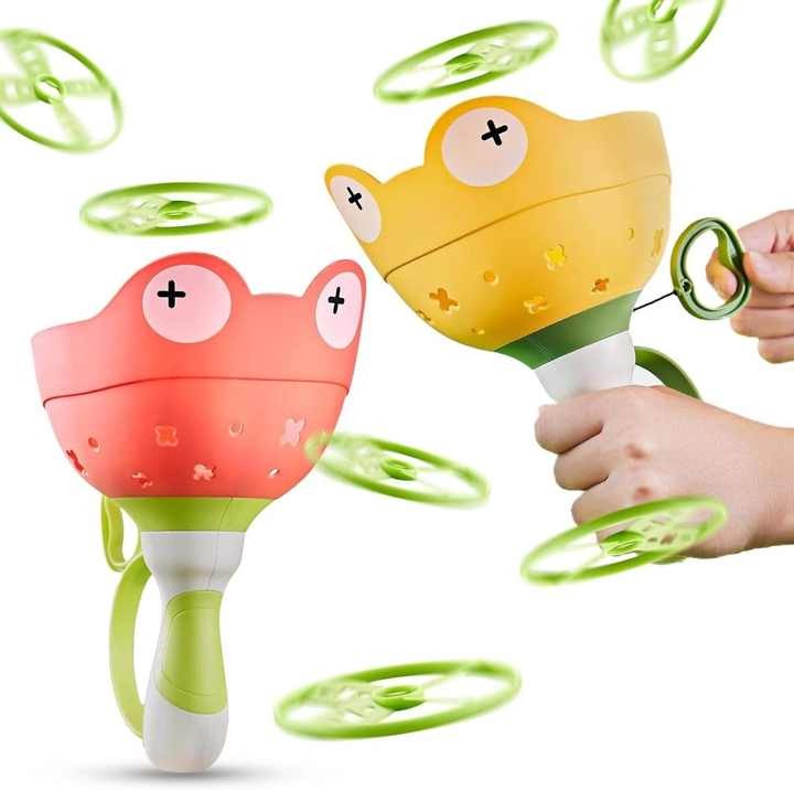 Factory New Arrivals Wind-up Ejection Flying Saucer Toy Kids Outdoor Sport Flying Disc Toys Interactive Novelty UFO Launcher Toy