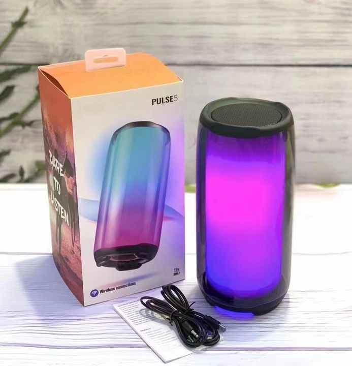 USA Warehouse Wireless Pulse 5 LED Flash Light RGB Speaker Waterproof Phone Sound System Outdoor Parties USB Speakers Portable